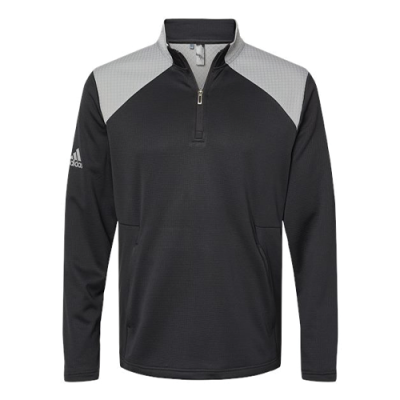 Adidas - Textured Mixed Media Quarter-Zip Pullover