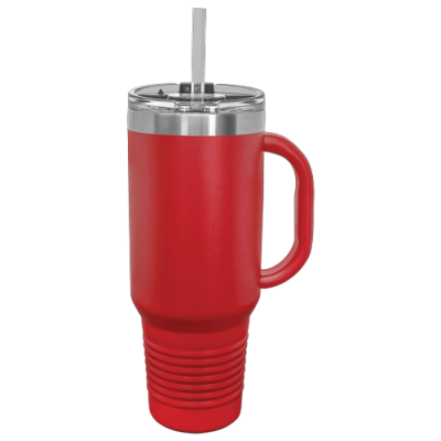 Polar Camel 40 oz. Red Travel Mug with Handle, Straw Included