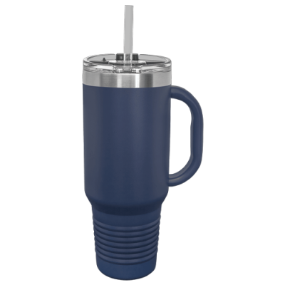 Polar Camel 40 oz. Navy Blue Travel Mug with Handle, Straw Included